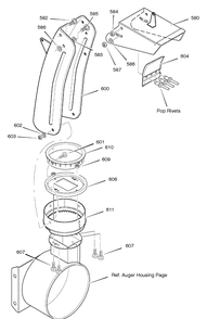 Discharge Chute Diagram and Parts List for 627954X16A 2005 Briggs and Stratton Snow Blower